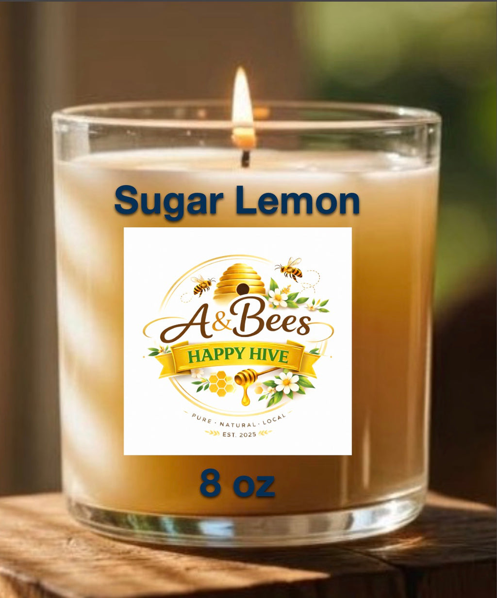 Homemade Beeswax Candle w/added Fragrance - Sugared Lemon