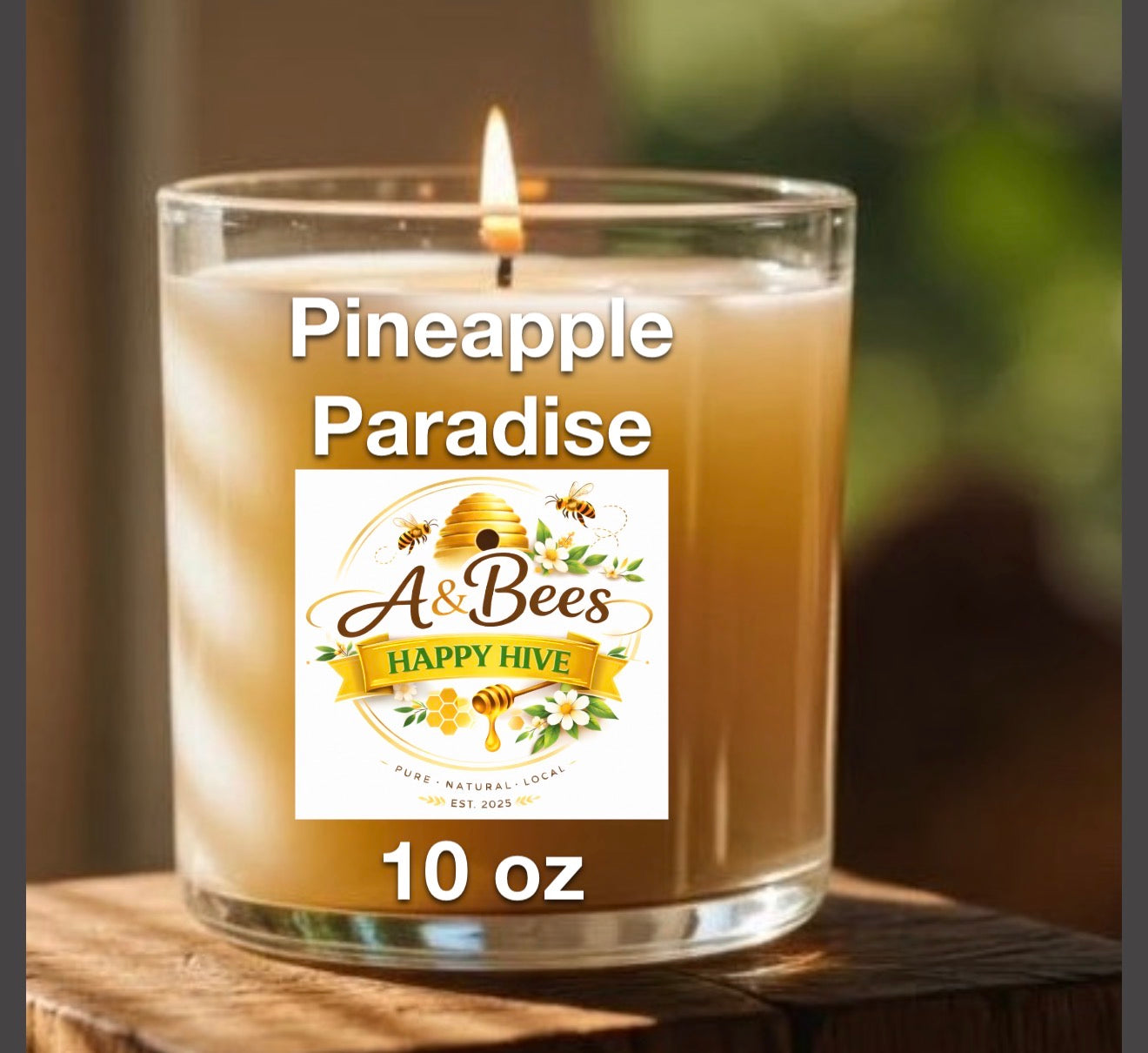 Premium Homemade Beeswax Candle w/added Fragrance - Golden Pineapple Paradise